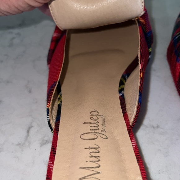 Mint Julep Under‎ The Tree Red Plaid Mules - Picture 7 of 9